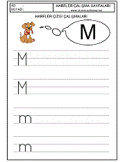 okul öncesi harfler çizgi çalışmaları m harfi